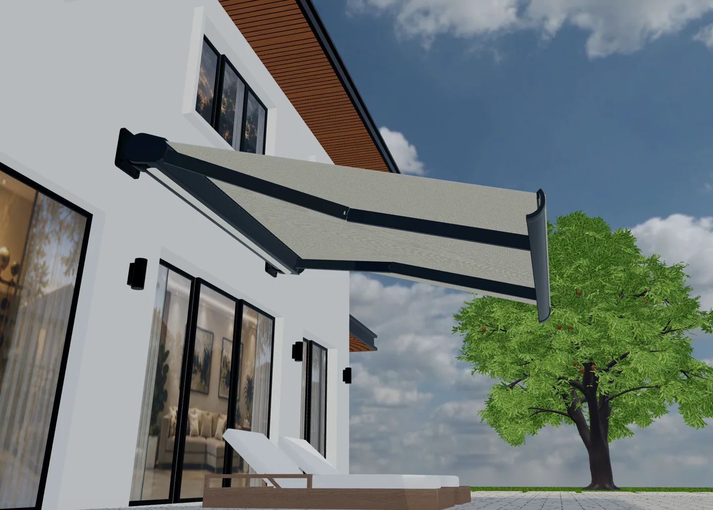 3D view of a configurable pergola used to explain Spain: custom 3D configurator software and rollout.